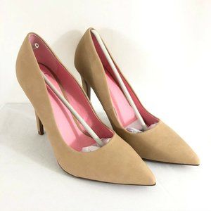 Delicious Womens Heels Pumps Pointed Toe Matte Faux Leather Beige Size 8.5